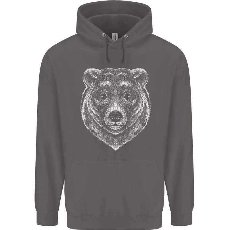 A Grizzly Bear Mens 80% Cotton Hoodie Charcoal