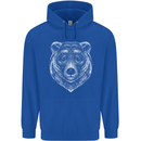 A Grizzly Bear Mens 80% Cotton Hoodie Royal Blue