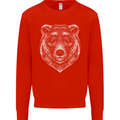 A Grizzly Bear Mens Sweatshirt Jumper Bright Red