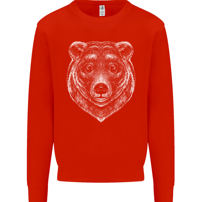 A Grizzly Bear Mens Sweatshirt Jumper Bright Red