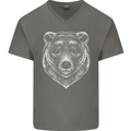 A Grizzly Bear Mens V-Neck Cotton T-Shirt Charcoal