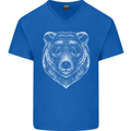 A Grizzly Bear Mens V-Neck Cotton T-Shirt Royal Blue