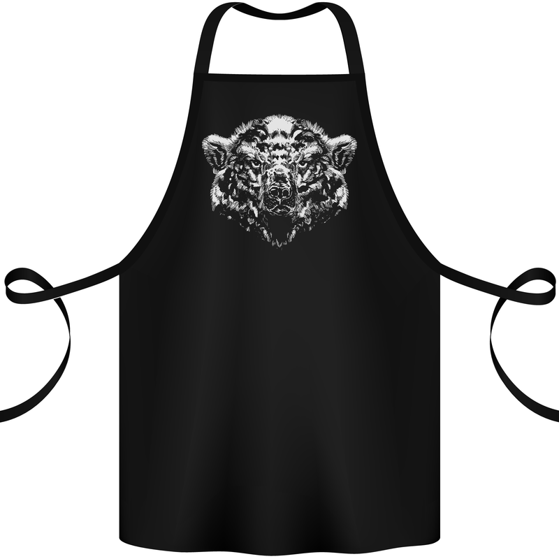 A Grizzly Polar Bear Cotton Apron 100% Organic Black