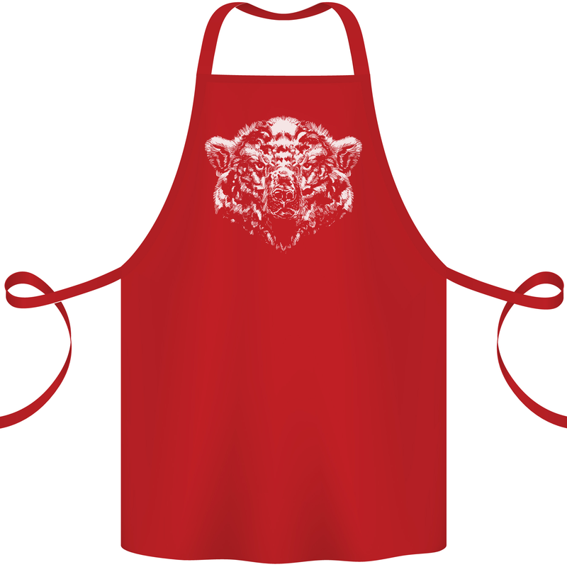 A Grizzly Polar Bear Cotton Apron 100% Organic Red