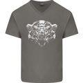A Grizzly Polar Bear Mens V-Neck Cotton T-Shirt Charcoal