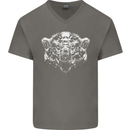 A Grizzly Polar Bear Mens V-Neck Cotton T-Shirt Charcoal