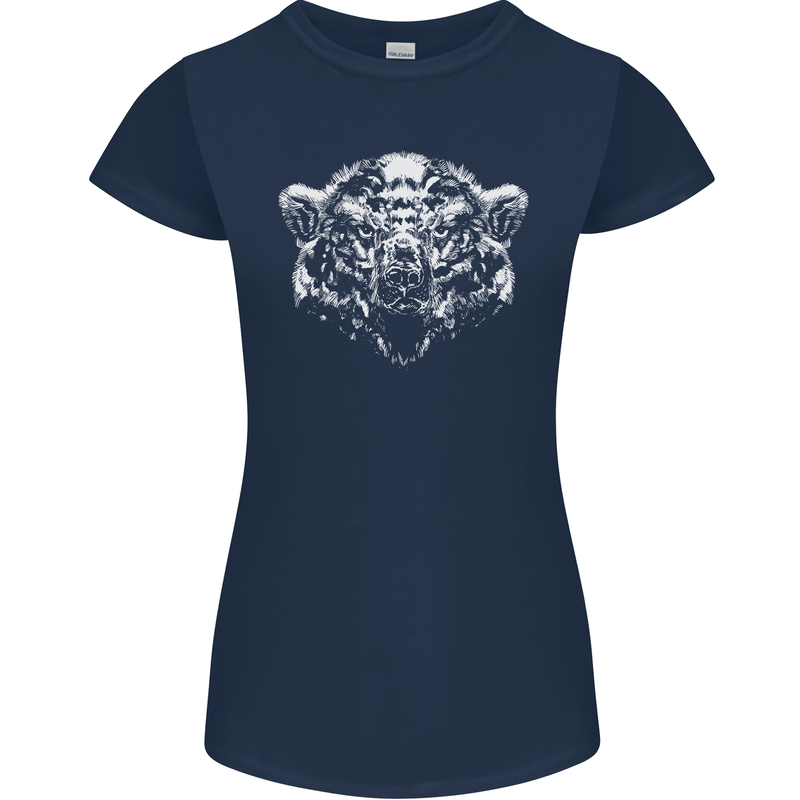 A Grizzly Polar Bear Womens Petite Cut T-Shirt Navy Blue