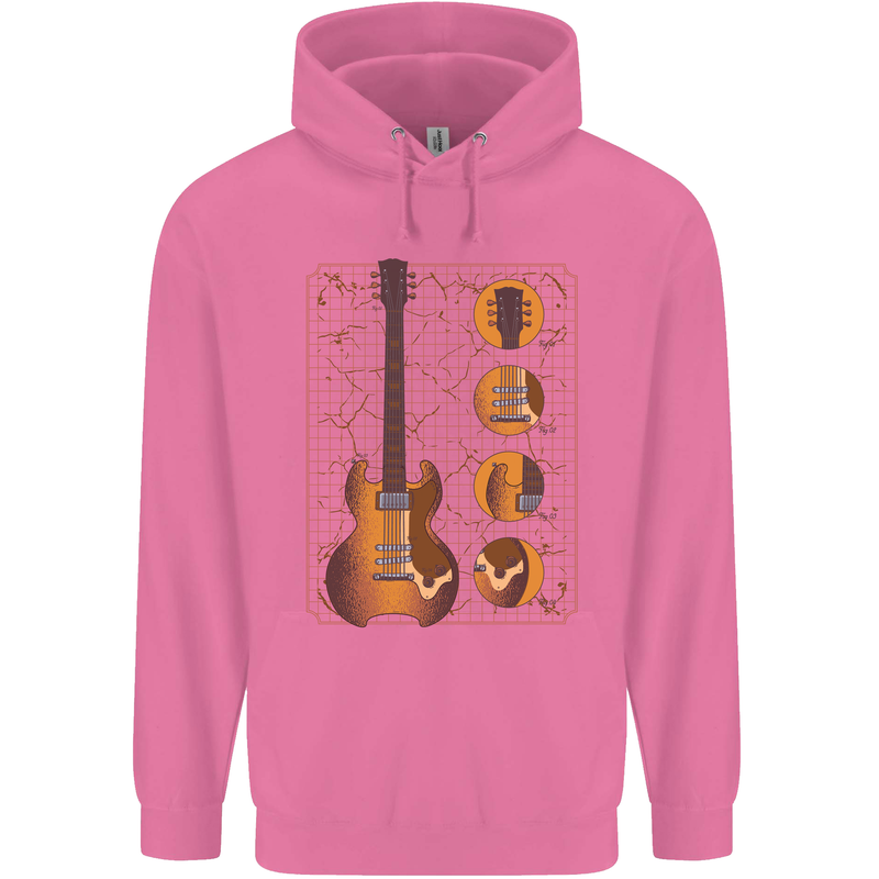 A Guitar Blueprint Music Rock n Roll Guitarist Childrens Kids Hoodie Azalea