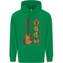 A Guitar Blueprint Music Rock n Roll Guitarist Childrens Kids Hoodie Irish Green