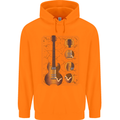 A Guitar Blueprint Music Rock n Roll Guitarist Childrens Kids Hoodie Orange