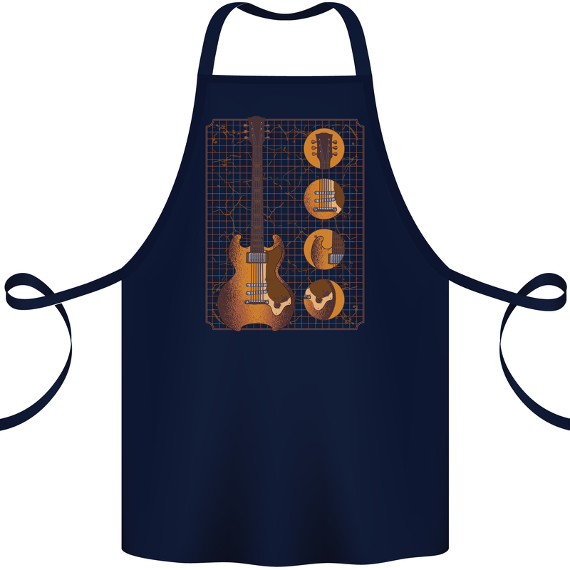 A Guitar Blueprint Music Rock n Roll Guitarist Cotton Apron 100% Organic Navy Blue