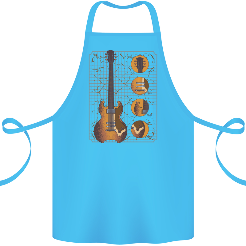 A Guitar Blueprint Music Rock n Roll Guitarist Cotton Apron 100% Organic Turquoise