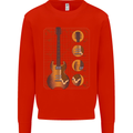 A Guitar Blueprint Music Rock n Roll Guitarist Kids Sweatshirt Jumper Bright Red