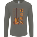 A Guitar Blueprint Music Rock n Roll Guitarist Mens Long Sleeve T-Shirt Charcoal