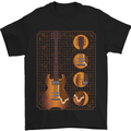 A Guitar Blueprint Music Rock n Roll Guitarist Mens T-Shirt 100% Cotton Black