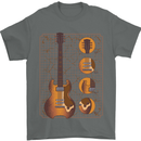 A Guitar Blueprint Music Rock n Roll Guitarist Mens T-Shirt 100% Cotton Charcoal
