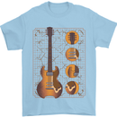 A Guitar Blueprint Music Rock n Roll Guitarist Mens T-Shirt 100% Cotton Light Blue