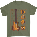 A Guitar Blueprint Music Rock n Roll Guitarist Mens T-Shirt 100% Cotton Military Green