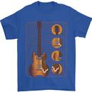 A Guitar Blueprint Music Rock n Roll Guitarist Mens T-Shirt 100% Cotton Royal Blue