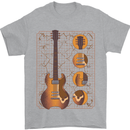 A Guitar Blueprint Music Rock n Roll Guitarist Mens T-Shirt 100% Cotton Sports Grey