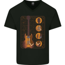 A Guitar Blueprint Music Rock n Roll Guitarist Mens V-Neck Cotton T-Shirt Black