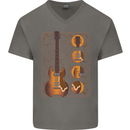 A Guitar Blueprint Music Rock n Roll Guitarist Mens V-Neck Cotton T-Shirt Charcoal