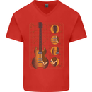 A Guitar Blueprint Music Rock n Roll Guitarist Mens V-Neck Cotton T-Shirt Red