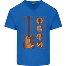 A Guitar Blueprint Music Rock n Roll Guitarist Mens V-Neck Cotton T-Shirt Royal Blue