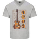 A Guitar Blueprint Music Rock n Roll Guitarist Mens V-Neck Cotton T-Shirt Sports Grey