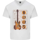 A Guitar Blueprint Music Rock n Roll Guitarist Mens V-Neck Cotton T-Shirt White