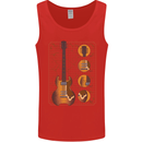 A Guitar Blueprint Music Rock n Roll Guitarist Mens Vest Tank Top Red