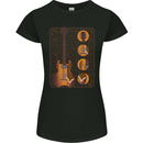A Guitar Blueprint Music Rock n Roll Guitarist Womens Petite Cut T-Shirt Black