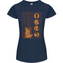 A Guitar Blueprint Music Rock n Roll Guitarist Womens Petite Cut T-Shirt Navy Blue