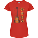 A Guitar Blueprint Music Rock n Roll Guitarist Womens Petite Cut T-Shirt Red