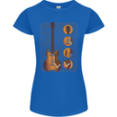 A Guitar Blueprint Music Rock n Roll Guitarist Womens Petite Cut T-Shirt Royal Blue