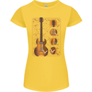 A Guitar Blueprint Music Rock n Roll Guitarist Womens Petite Cut T-Shirt Yellow