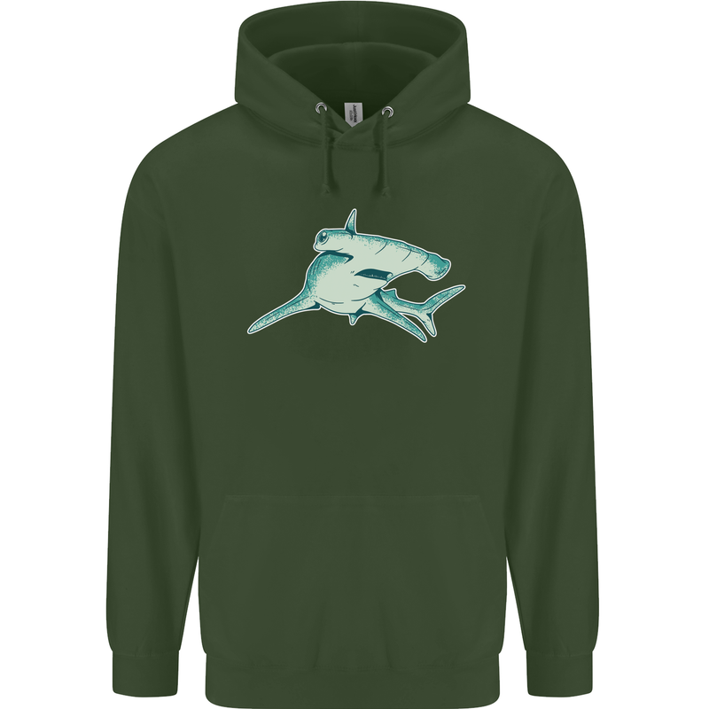 A Hammerhead Shark Childrens Kids Hoodie Forest Green