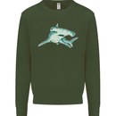 A Hammerhead Shark Kids Sweatshirt Jumper Forest Green