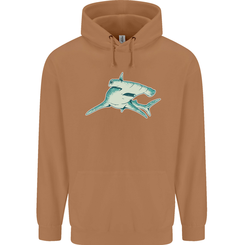 A Hammerhead Shark Mens 80% Cotton Hoodie Caramel Latte