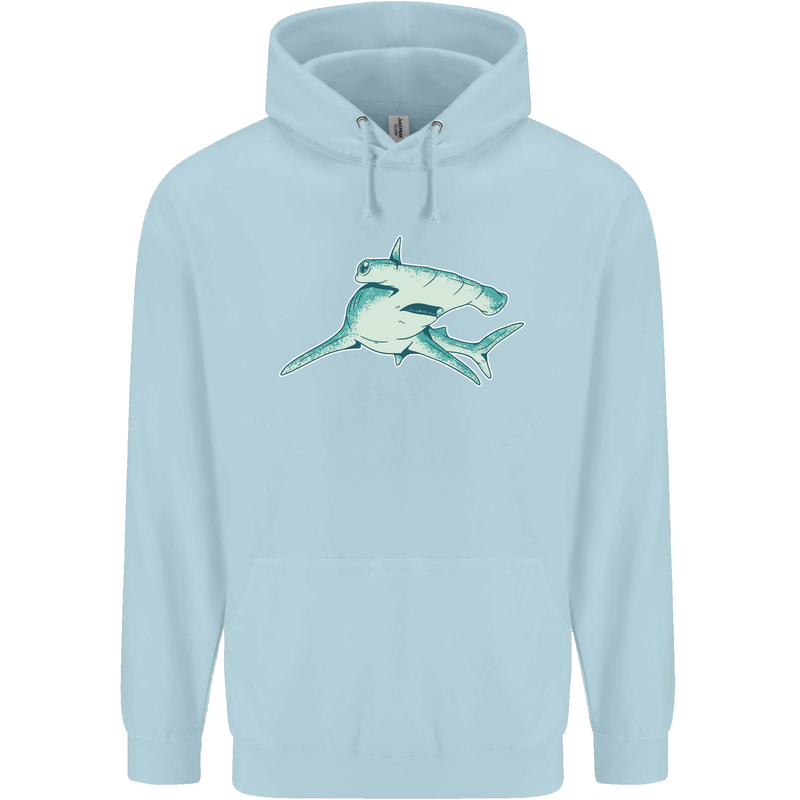 A Hammerhead Shark Mens 80% Cotton Hoodie Light Blue