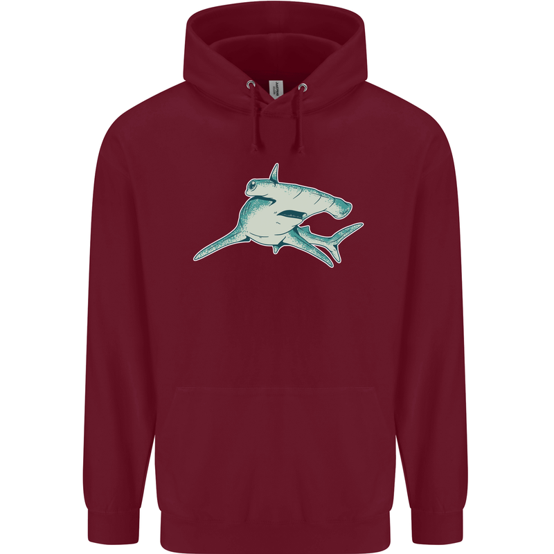 A Hammerhead Shark Mens 80% Cotton Hoodie Maroon