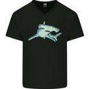 A Hammerhead Shark Mens V-Neck Cotton T-Shirt Black