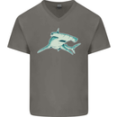 A Hammerhead Shark Mens V-Neck Cotton T-Shirt Charcoal