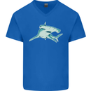 A Hammerhead Shark Mens V-Neck Cotton T-Shirt Royal Blue
