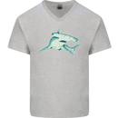 A Hammerhead Shark Mens V-Neck Cotton T-Shirt Sports Grey