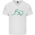 A Hammerhead Shark Mens V-Neck Cotton T-Shirt White