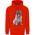 A Happy Pug Funny Dog Funny Childrens Kids Hoodie Bright Red