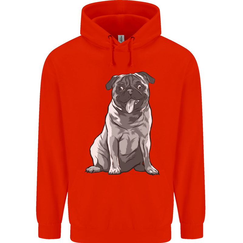 A Happy Pug Funny Dog Funny Childrens Kids Hoodie Bright Red