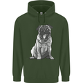 A Happy Pug Funny Dog Funny Childrens Kids Hoodie Forest Green