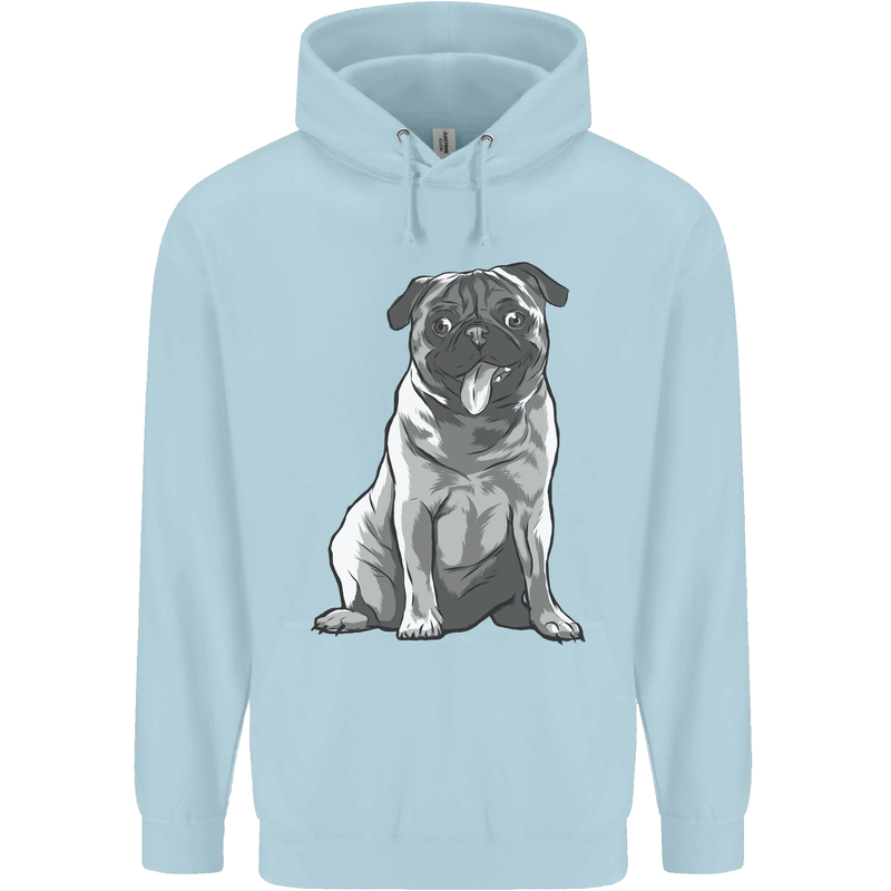 A Happy Pug Funny Dog Funny Childrens Kids Hoodie Light Blue